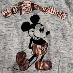 Walt Disney World Sleeveless Heather Gray Mickey Mouse Rose Gold Shirt XL/2X
